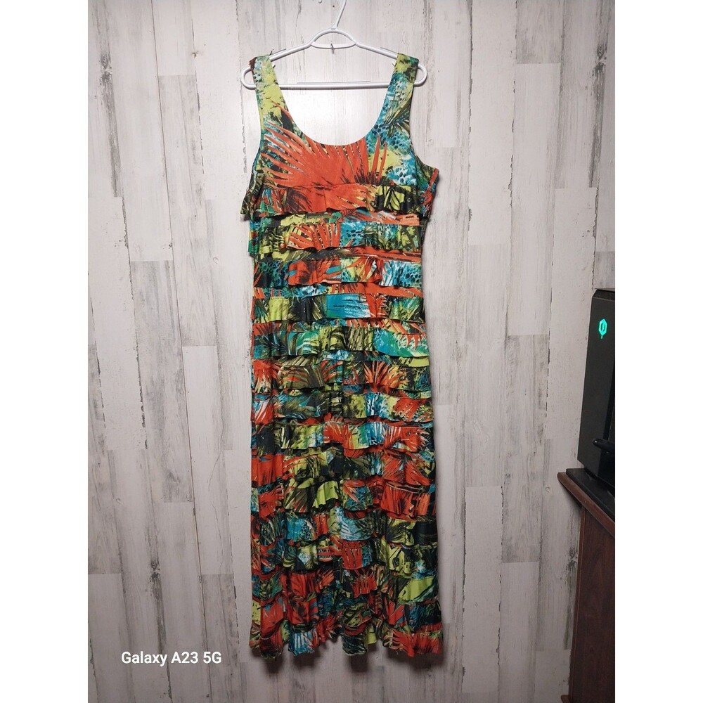 Tango Mango Tropical Sleeveless Ruffle Dress 1XL